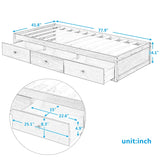 Twin Size Platform Storage Bed With 3 Drawers - White - Furniture Home Direct