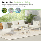 6 Piece Patio Set, Half Moon Outdoor Sectional Sofa With 2 High Low Coffee Tables, 4 Pillows & Cushions - Furniture Home Direct
