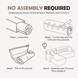 Ly 029B Convertible Chaise Sectional Sofa Full Compression Sponge Modular Couch Cloud 3 Seater Wood Grain Chenille 2 Pillows - Antique White - Furniture Home Direct
