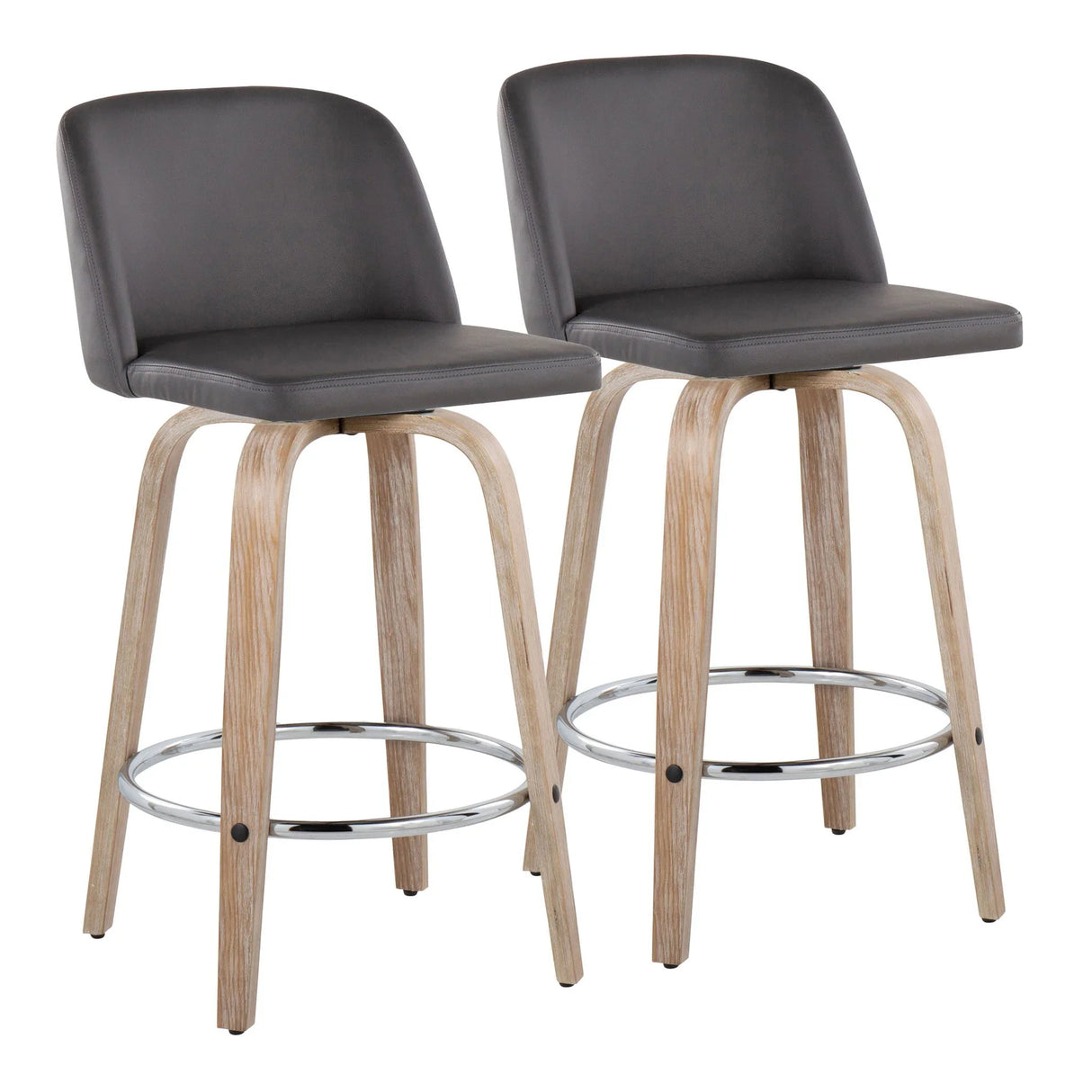 Toriano - Modern Design Fixed Height Counter Stool With Swivel With Round Footrest (Set of 2) - Furniture Home Direct