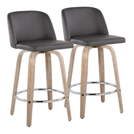 Toriano - Modern Design Fixed Height Counter Stool With Swivel With Round Footrest (Set of 2) - Furniture Home Direct