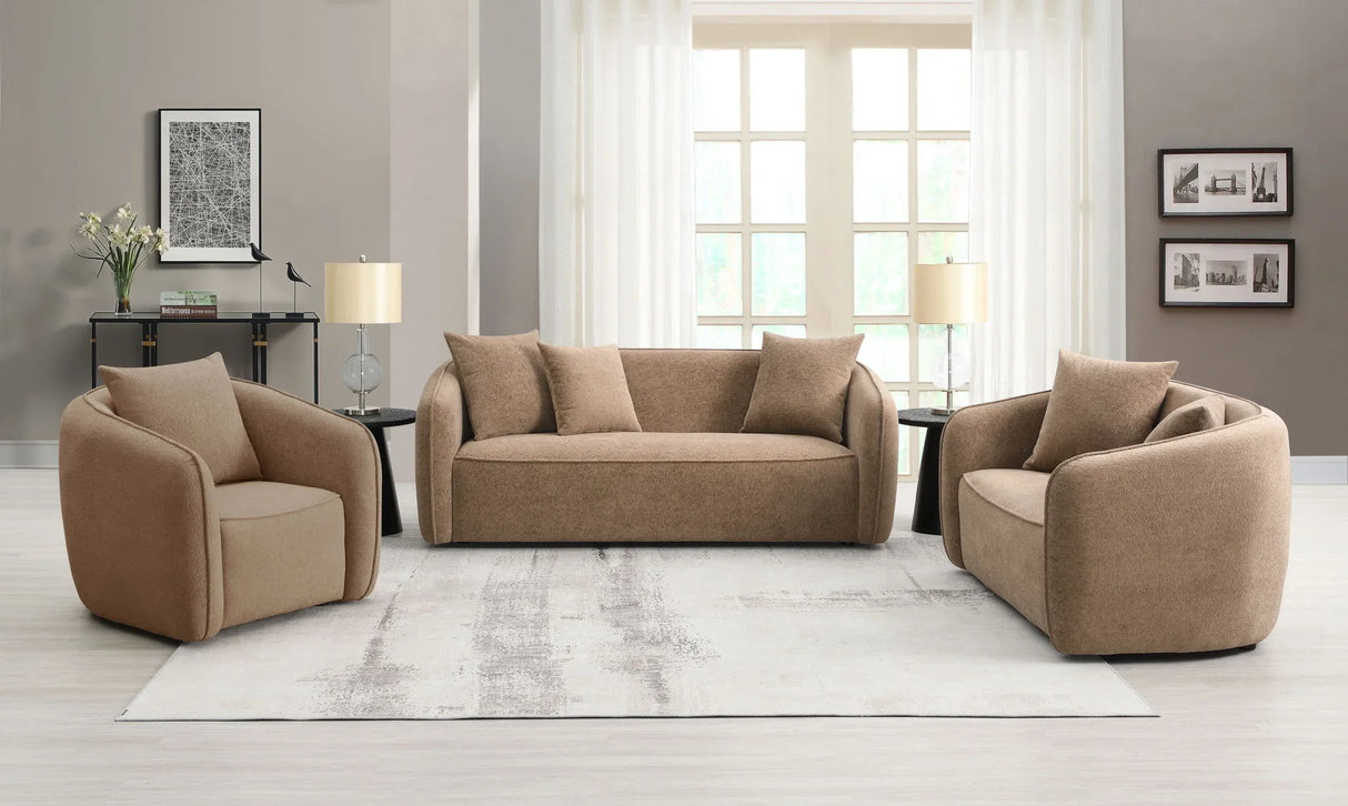 Keith - Chenille 3 Piece Living Room Set (Comes With Matching Color Toss Pillows) - Furniture Home Direct