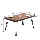 Dining Set Wood Table With Hairpin Legs Six Chairs Gray - Furniture Home Direct