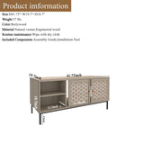 Elegant Veener Weaving Design Coffee Table With 4 Sliding Doors - Natural Wood - Furniture Home Direct