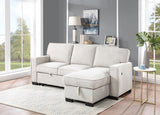Estelle - Fabric Reversible Sleeper Sectional With Storage Chaise Drop-Down Table 2 Cup Holders And 2 USB Ports - Furniture Home Direct