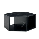 Hexagonal Coffee Table With Characteristic Pattern Stickers And Multi-Hole Design For Extra Storage - Furniture Home Direct