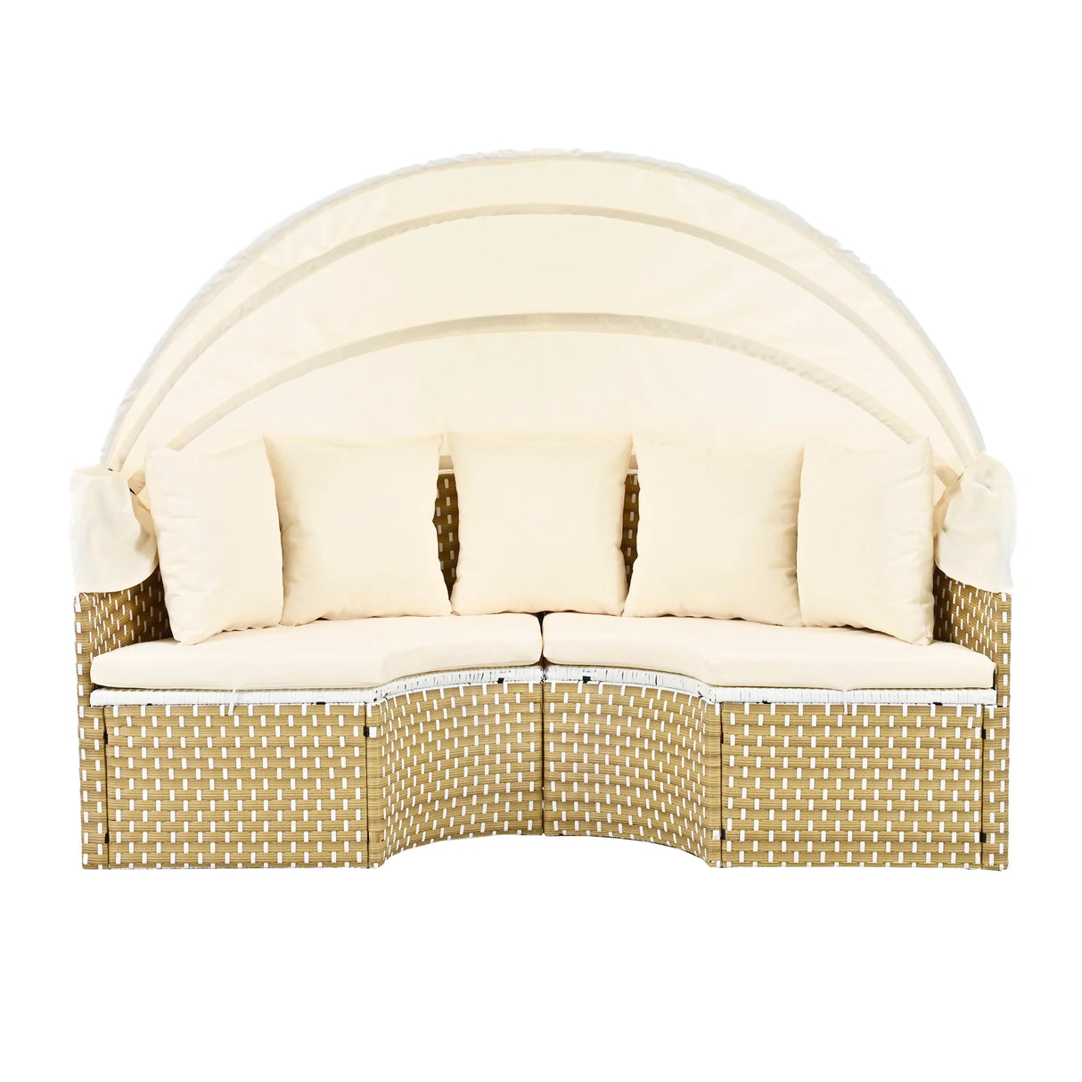 Outdoor Daybed With Retractable Canopy Cushions Beige - Furniture Home Direct
