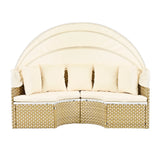 Outdoor Daybed With Retractable Canopy Cushions Beige - Furniture Home Direct