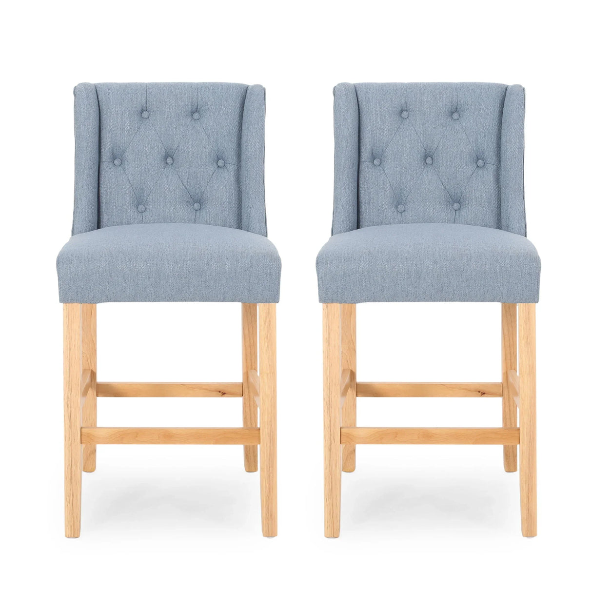 Vienna - Contemporary Fabric Tufted & Wingback Counter Stools (Set of 2)