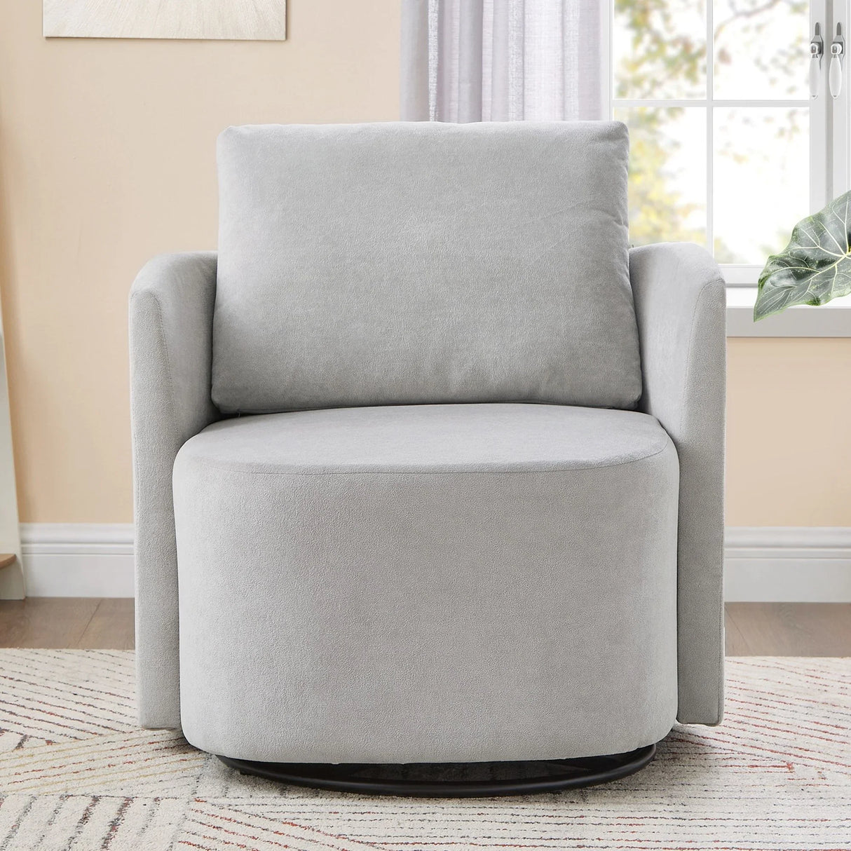 360° Modern Swivel Chair With Upholstered Curved Design - Furniture Home Direct