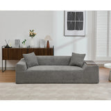 2 Piece Boucle Cloud Living Room Set with 2 Trays - Dark Gray - Furniture Home Direct