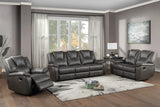 Reclining Sofa Three Seat Faux Leather Cushioned Charcoal - Furniture Home Direct