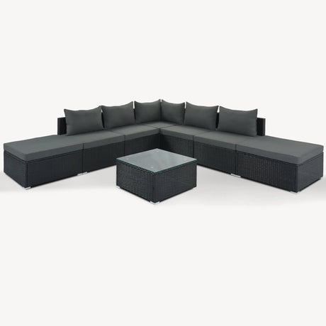 8 Pieces Outdoor Patio Furniture Conversation Wicker Sofa Set - Furniture Home Direct