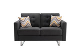 Victoria - Linen Fabric Loveseat With Metal Legs, Side Pockets, And Pillows - Furniture Home Direct