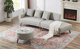 107 Inch Contemporary Sofa With Round Storage Ottoman Grey - Furniture Home Direct