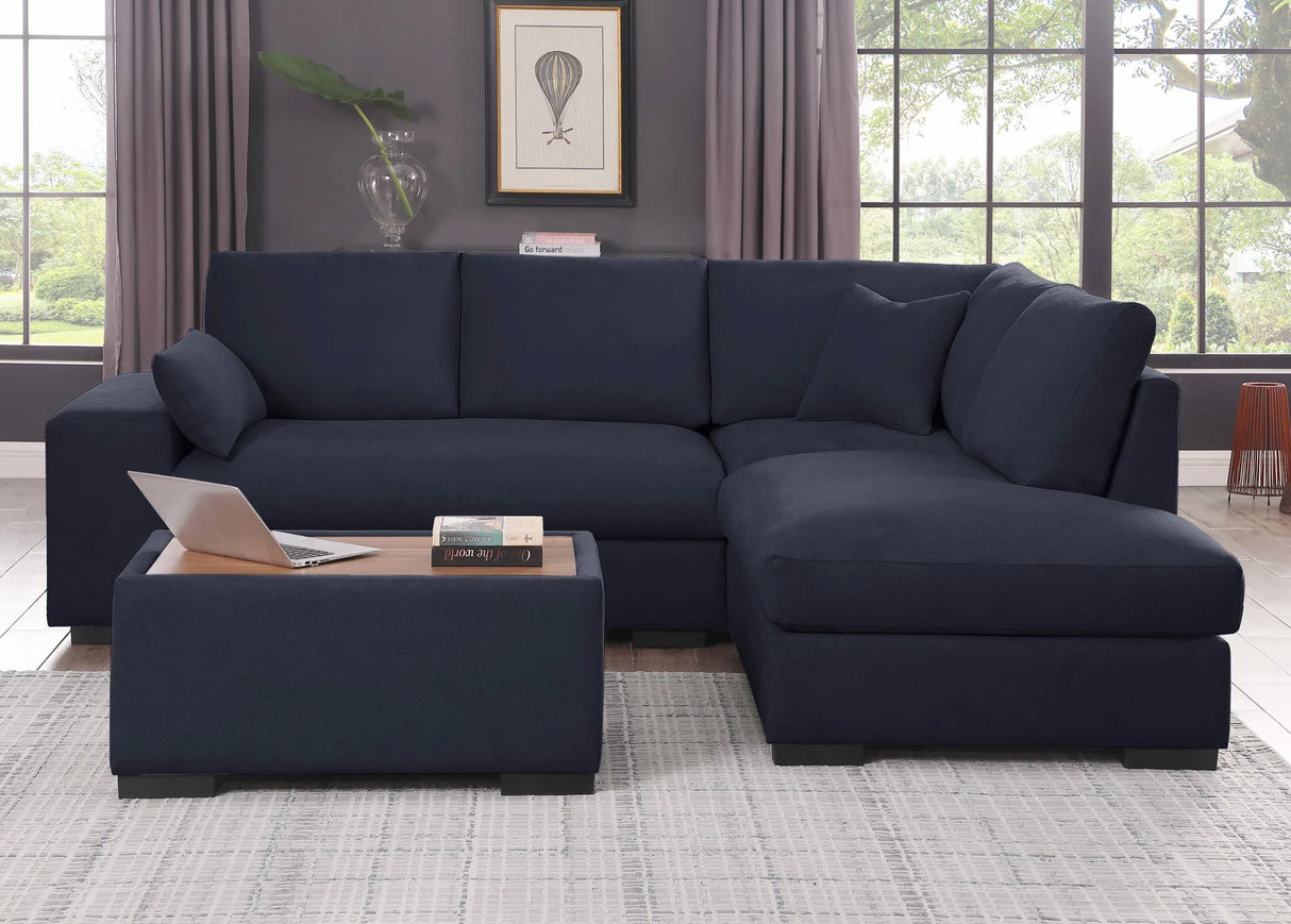 Joshua - 100" Sectional Sofa with Right Facing Chaise and Console Ottoman - Furniture Home Direct