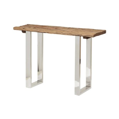Rustic Glam Console Table With Reclaimed Wood And Iron Frame - Natural - Furniture Home Direct