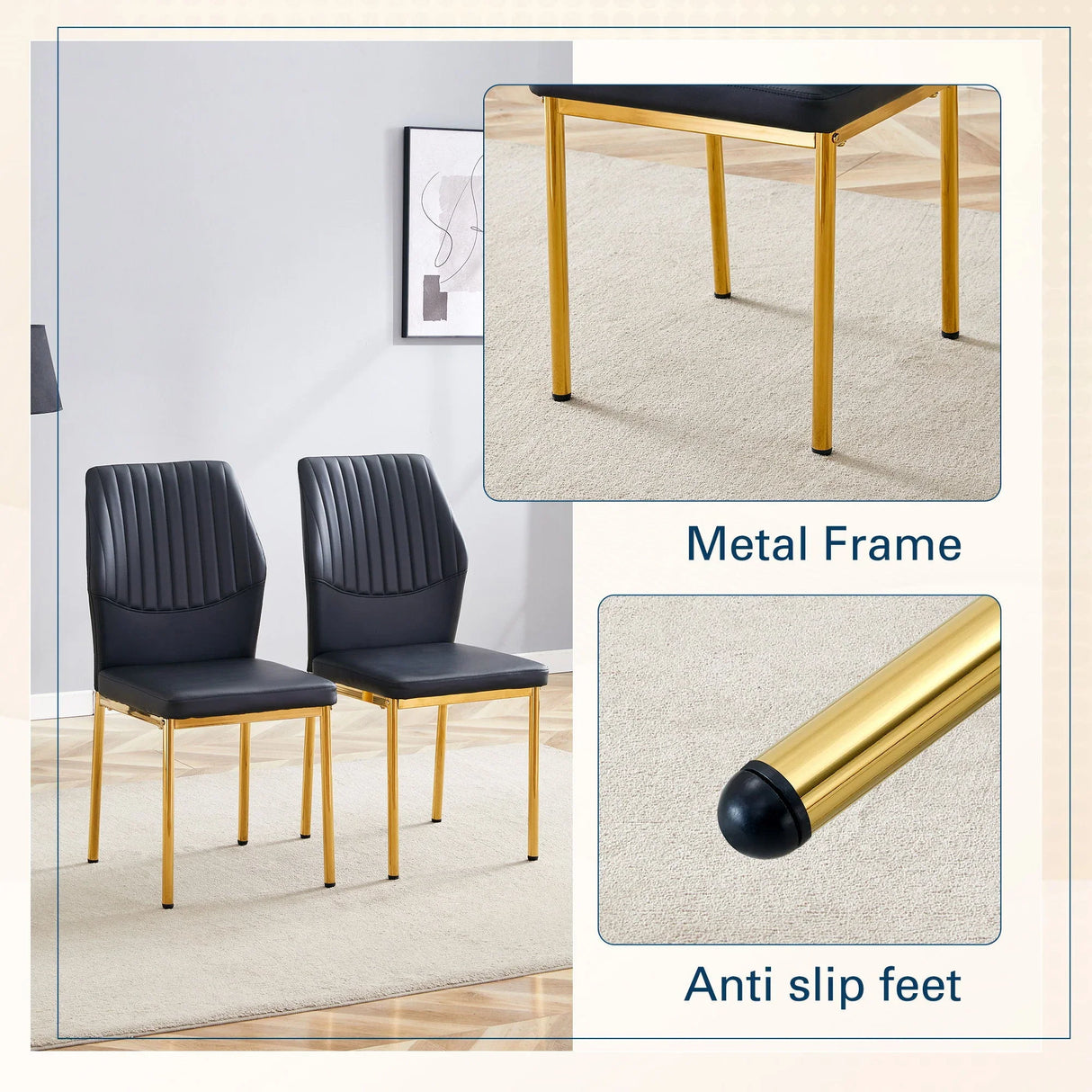 Luxury Simple Chair With Metal Gold Leg - Furniture Home Direct