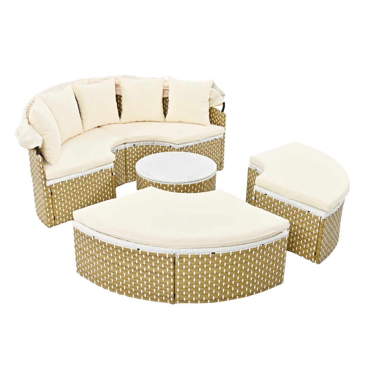 Outdoor Daybed With Retractable Canopy Cushions Beige - Furniture Home Direct