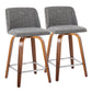 Toriano - Mid Century Modern Fixed Height Counter Stool With Swivel And Square Footrest (Set of 2) - Furniture Home Direct