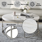 Zaidee - Mable Top Nickel Coffee Table - White - Furniture Home Direct