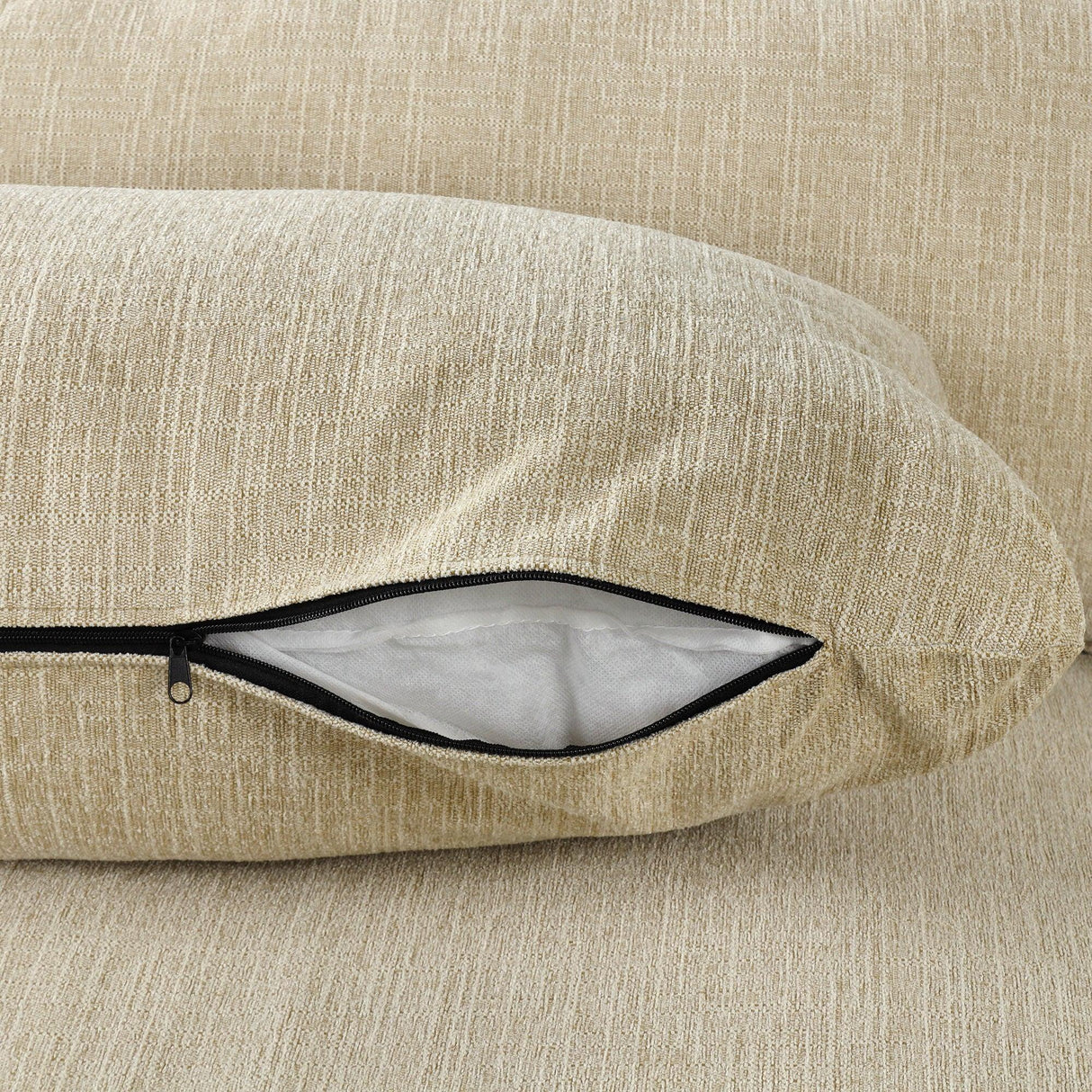 Cloud Sectional with Ottoman, Charging Ports and Three Back Pillows - Beige - Furniture Home Direct