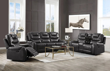 Braylon - Magnetite Synthetic Leather Manual Recliner Sofa - Brown - Furniture Home Direct