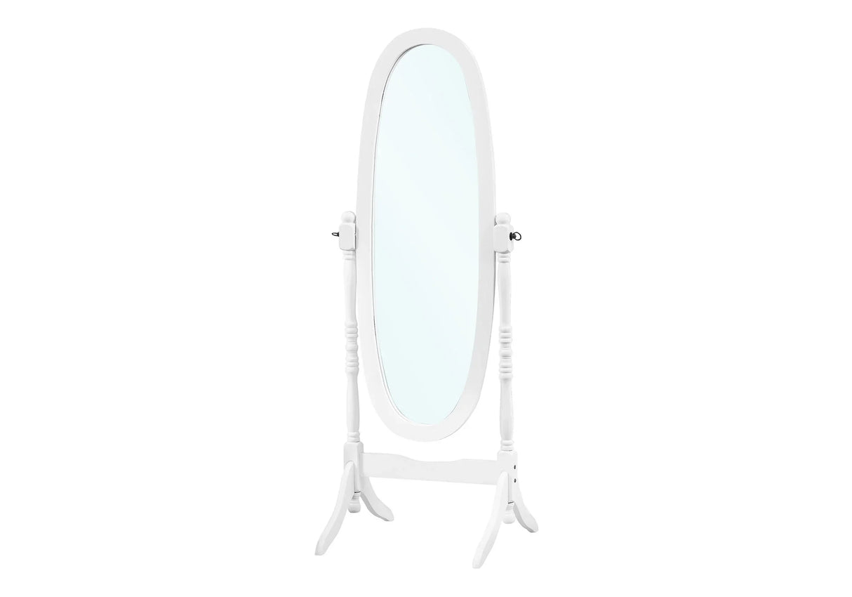 Standing Floor Mirror Full Length Oval Dressing For Bedroom - White - Furniture Home Direct