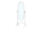 Standing Floor Mirror Full Length Oval Dressing For Bedroom - White - Furniture Home Direct
