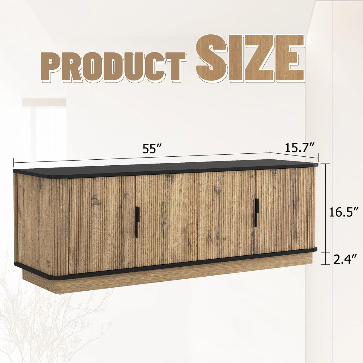 Grain 4 Door TV Cabinet, An Ideal Choice For TV And Item Storage In Modern Homes, A Perfect Blend Of Nordic And Modern Minimalist Styles - Black - Furniture Home Direct