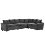 L-Shaped Sofa Convertible Sofa Bed Pull Out Sofa Sleeper With Two Back Pillows, Two USB Ports And Two Power Sockets For Living Room - Furniture Home Direct