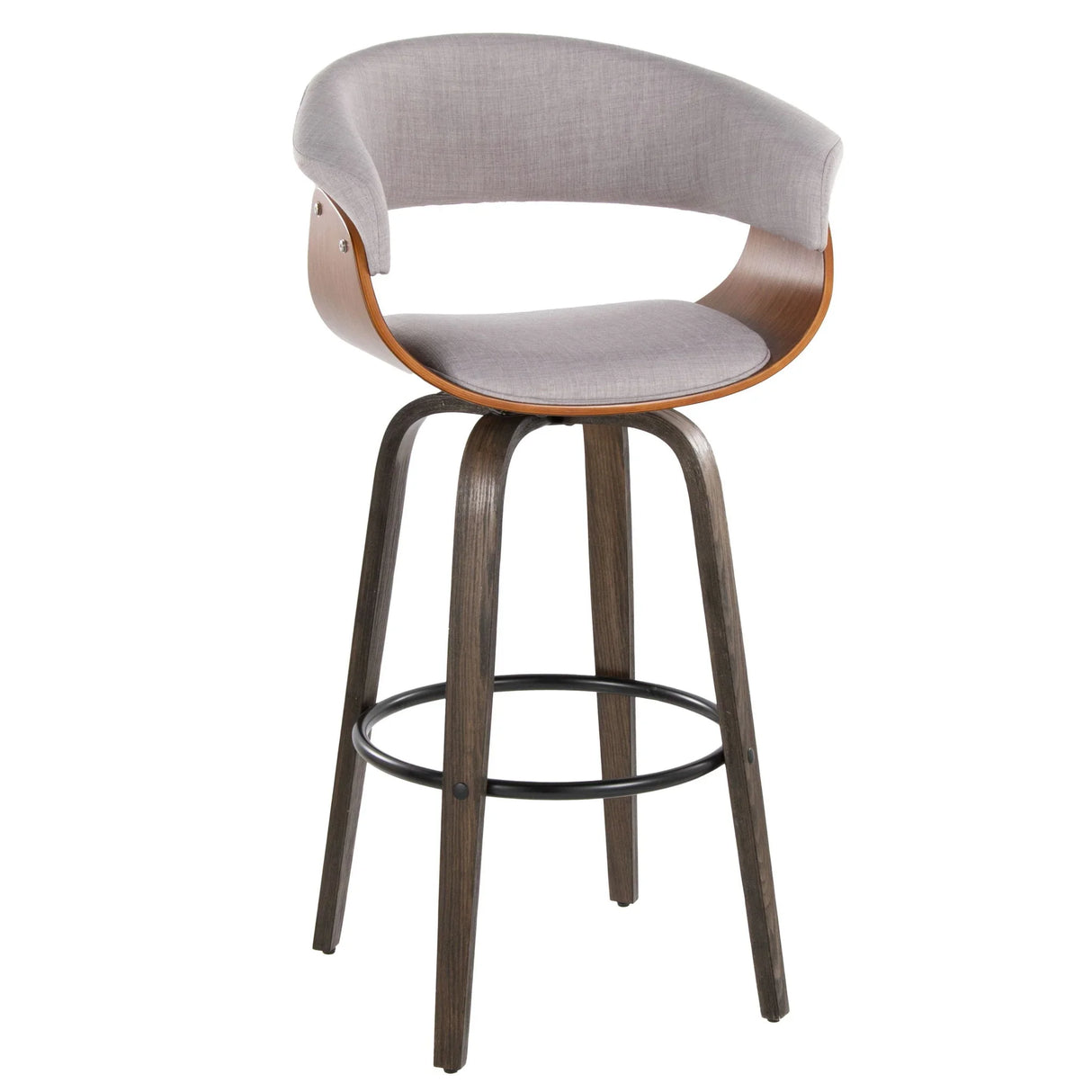 Vintage Mod - Mid Century Modern Fixed Height Barstool With Swivel & Round Footrest (Set of 2) - Furniture Home Direct