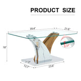 Artistic Rectangular Coffee Table With Tempered Glass Countertop - Furniture Home Direct