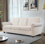 Soft Sofa, Upholstered 3 Seater Couch With High Density Foam, Loose Back Cushions And Turned Legs - Furniture Home Direct
