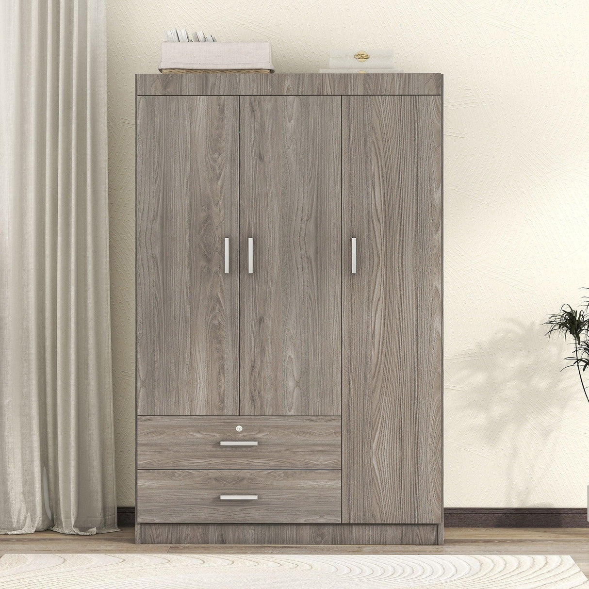3 Door Wardrobe With 2 Drawers - Furniture Home Direct