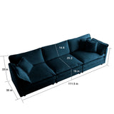 Modern Extra Deep Living Room Set Including Sofa, Love Seat and Chair - Blue Chenille - Furniture Home Direct