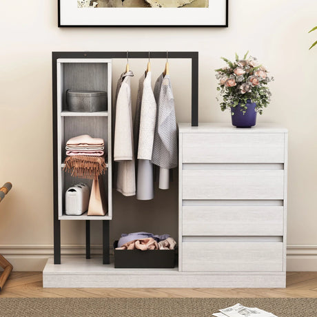 Wardrobe With 4 Drawers And 3 Shelves - Furniture Home Direct