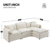 Modular Sectional With Deep And Wide Seat, Cloud Couch Set With Double Cushions Sofa With Movable Ottoman - Furniture Home Direct