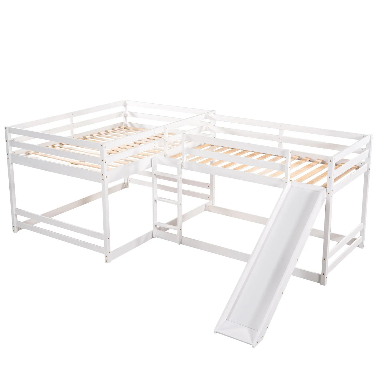 L-Shaped Bunk Bed With Slide And Short Ladder - Furniture Home Direct