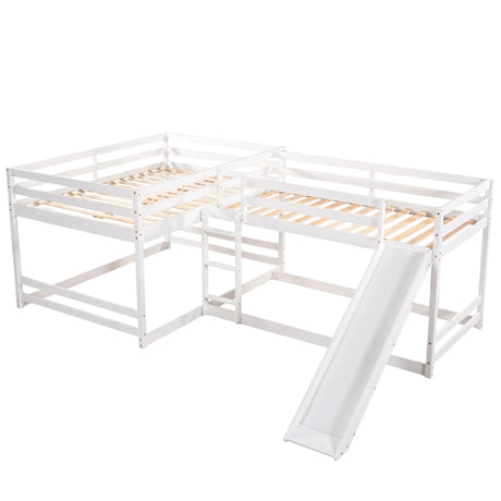 L-Shaped Bunk Bed With Slide And Short Ladder - Furniture Home Direct