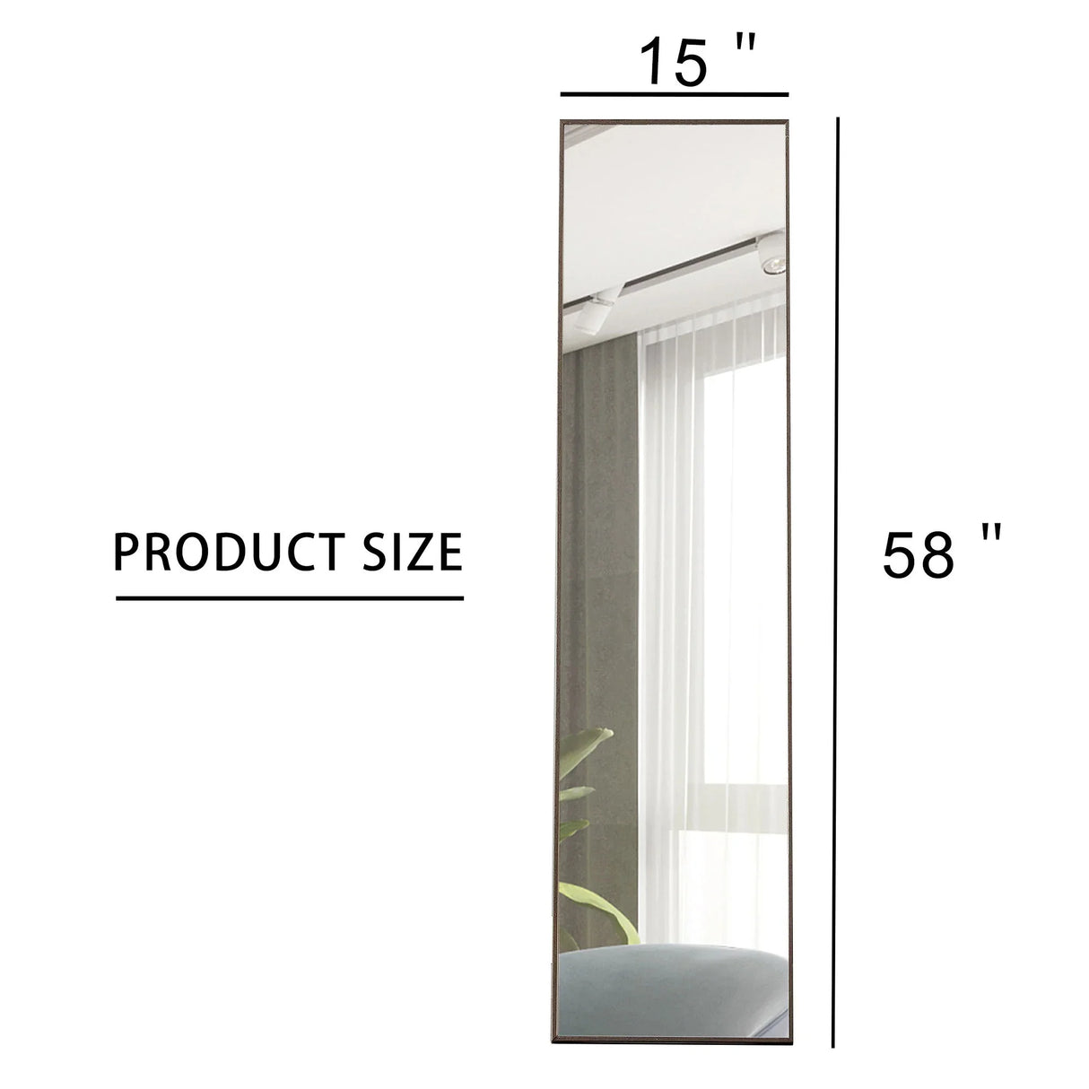 Solid Wood Frame Minimalist Mirror, Bathroom Bedroom Wall Mirror. Enhance Modern Interior Design - Gray / Transparent - Furniture Home Direct