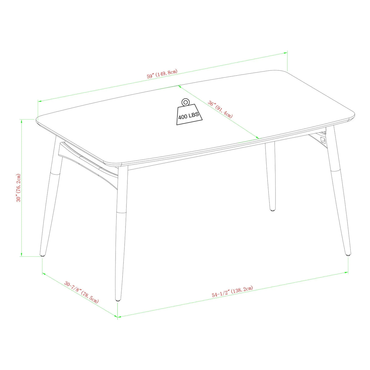 Mid-Century Modern Wood Tapered Legs Dining Table - Furniture Home Direct