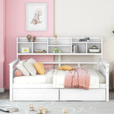 Daybed, Wood Slat Support, With Bedside Shelves And Two Drawers - Furniture Home Direct