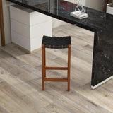 James - Mid-Century Modern Genuine Leather Counter Stool - Furniture Home Direct