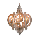 Farmhouse Chandelier, 6 Light Wood Chandelier Pendant Light Fixture With Adjustable Chain For Dining Room Living Room Entryway, Bulb Not Included - Furniture Home Direct