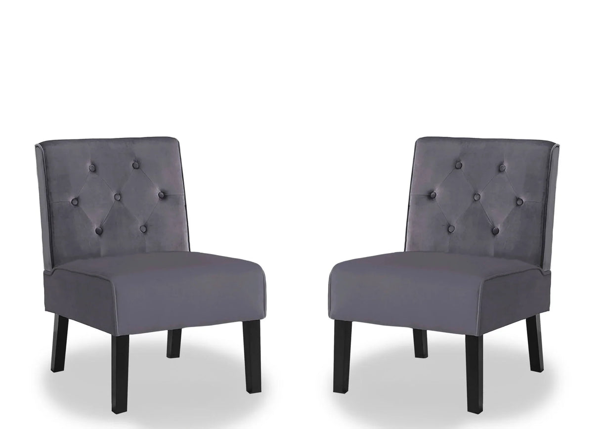 Reese - Living Room Armless Button Tufted Pattern Accent Chair (Set of 2) - Furniture Home Direct