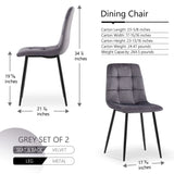 Mid-Century Modern Velvet Dining Chairs Set For Kitchen, Living Room - Furniture Home Direct