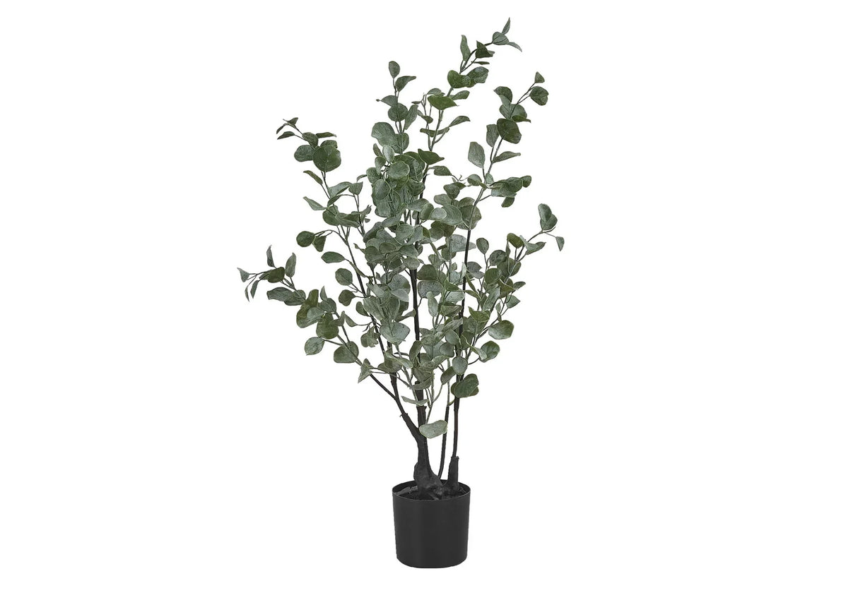 35" Tall, Artificial Plant, Eucalyptus Tree, Indoor, Faux, Fake, Floor, Greenery, Potted, Decorative - Green / Black - Furniture Home Direct