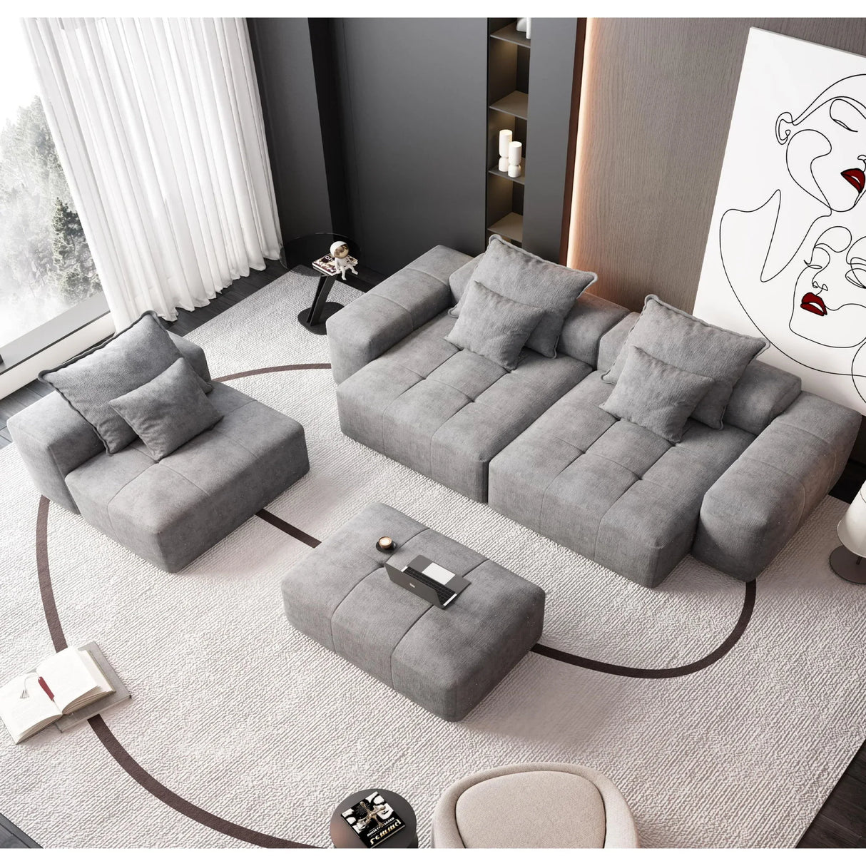 Modern Oversized Diy Combination Modular Sectional Sofa With Pillows - Furniture Home Direct
