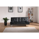 Black Leather Multifunctional Double Folding Sofa Bed for Office with Coffee Table - Furniture Home Direct
